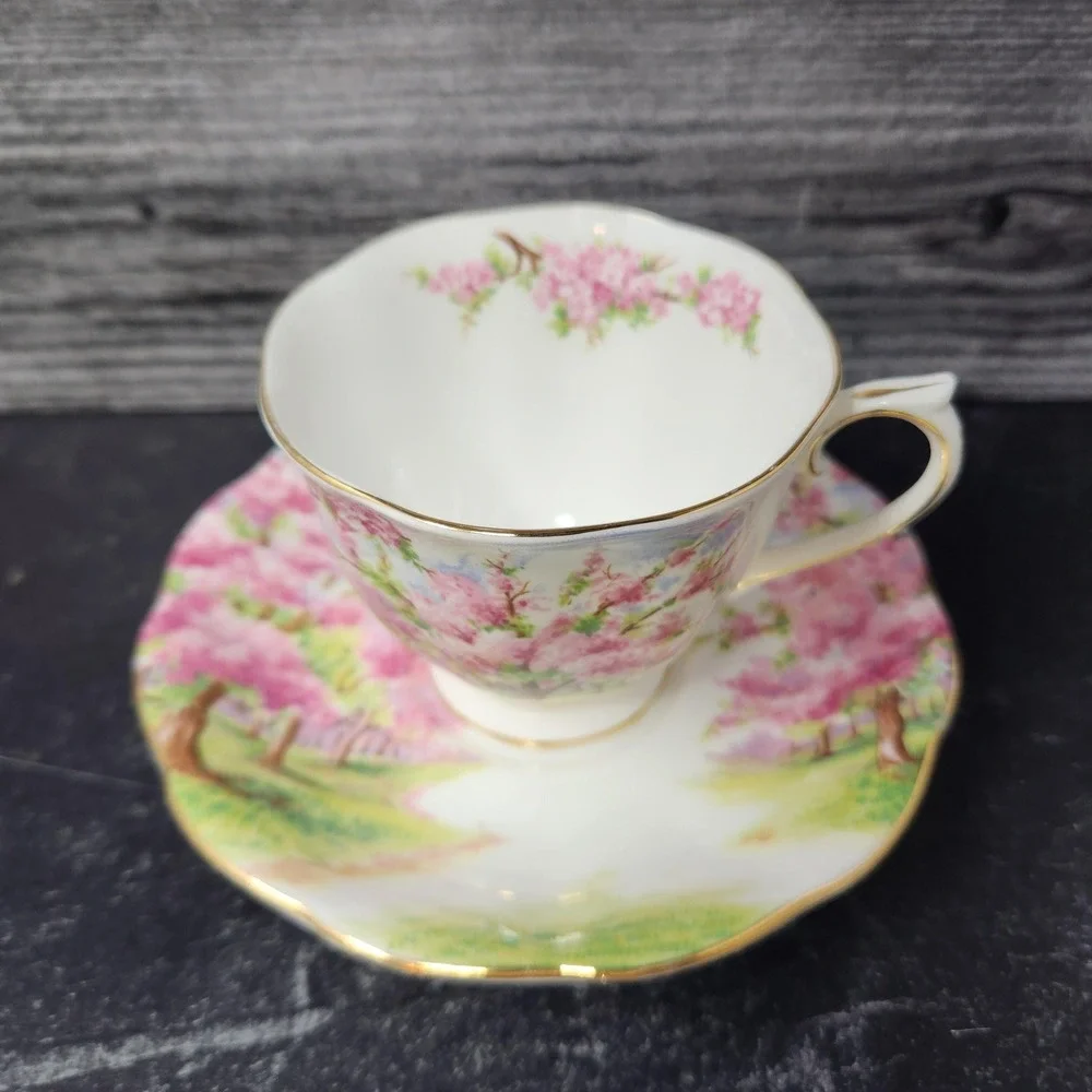 Vintage Royal Albert Teacup and Saucer Set, Blossom Time Collectible